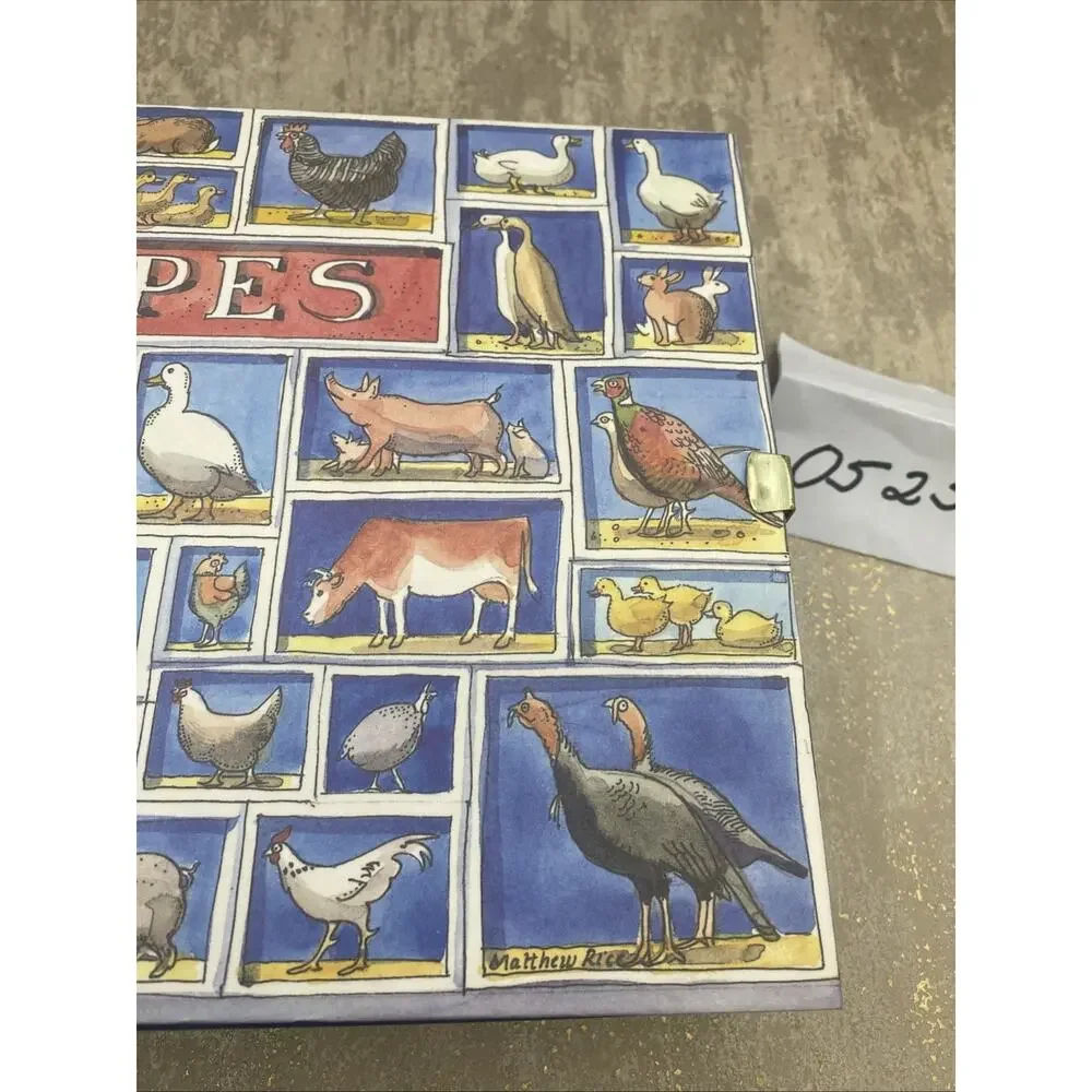 Cardboard Recipe Box With Farm Animal Theme 11.25”X 7.5”X 2.25”